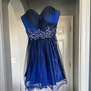 B Darlin Royal Blue Embellished Sweetheart Prom Dress
